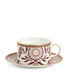Wedgwood Bone China Red Splendour Teacup And Saucer In Red