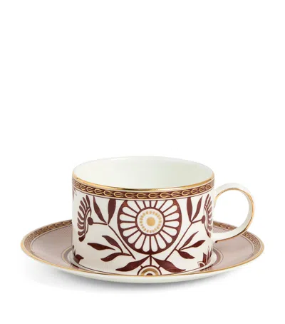 Wedgwood Bone China Red Splendour Teacup And Saucer