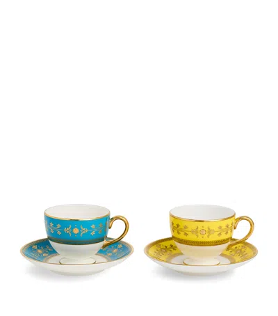 Wedgwood Bone China Teacup And Saucer In Multi