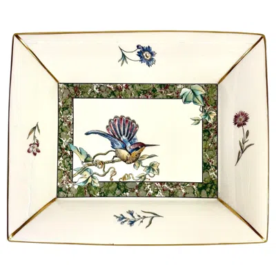 Pre-owned Wedgwood Bone China Tray – Hummingbird & Floral Design, England, 1991 In Sand