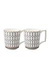 Wedgwood Renaissance Gold Fine Bone China Mugs Set Of Two In Blue