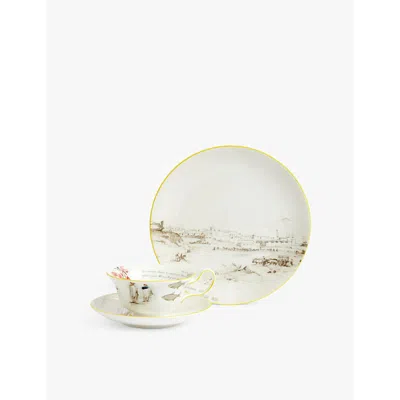 Wedgwood Darwin Voyage Of The Beagle Uruguay Teacup, Saucer And Plate 3 Piece Bone-china Set In Orange