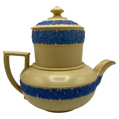 Pre-owned Wedgwood Early 19th Century  Porcelain Biggin Teapot With Blue Glazed Accents