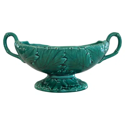 Pre-owned Wedgwood - Embossed Majolica Grape Leaf Center Bowl - U.k. - Circa 1940 In Purple
