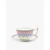 Wedgwood Festive Graphic-print Bone-china Tea Cup And Saucer Set