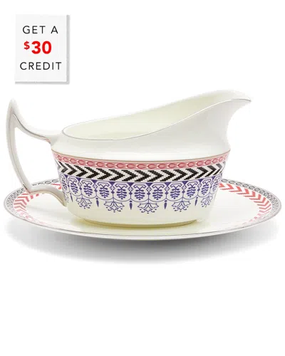 Wedgwood Festive Sauce Boat & Stand With $30 Credit In Multicolor