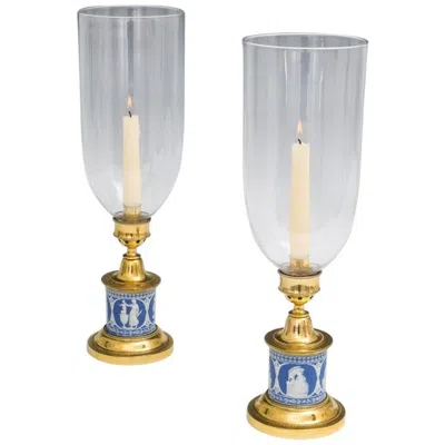 Pre-owned Wedgwood Fine Pair Of  Base Georgian Storm Lights In Gray