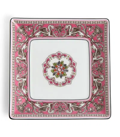 Wedgwood Florentine Fuchsia Square Tray In Pink
