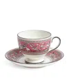 Wedgwood Florentine Teacup And Saucer In Pink