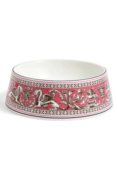 Wedgwood Florentine Pet Bowl In Fuchsia