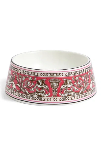 Wedgwood Florentine Pet Bowl In Fuchsia