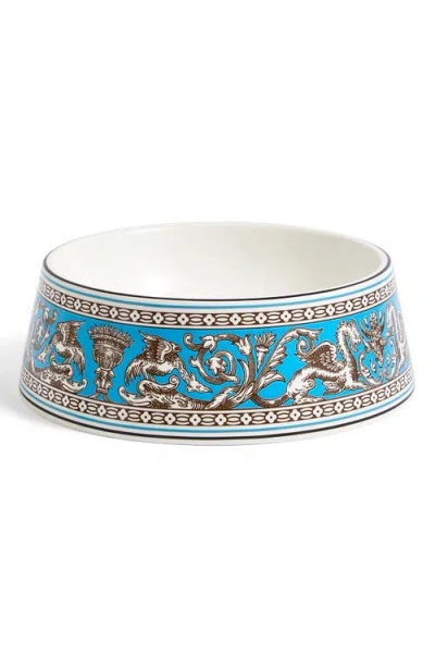 Wedgwood Florentine Pet Bowl In Turquoise
