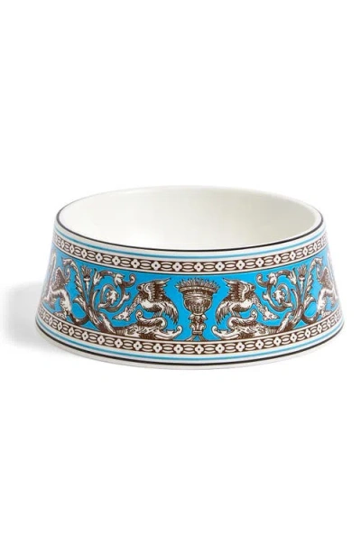 Wedgwood Florentine Pet Bowl In Turquoise