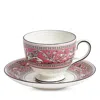 Wedgwood Florentine Teacup And Saucer In Fuchsia
