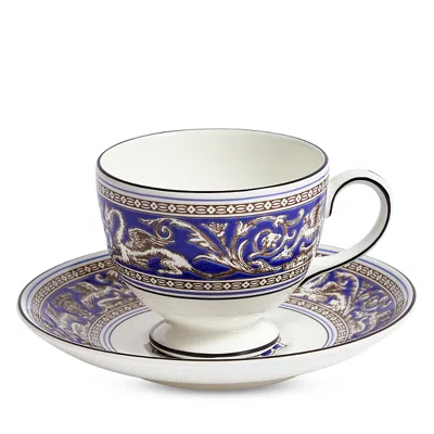 Wedgwood Florentine Teacup And Saucer In Marine