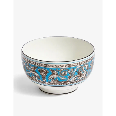 Wedgwood Florentine Turquoise Bone-china Rice Bowl 10.5cm In Blue