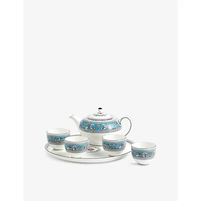 Wedgwood Florentine Turquoise Bone-china Teaware Set Of Six