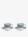 Wedgwood Florentine Turquoise Fine Bone China Cup And Saucer Set Of Two