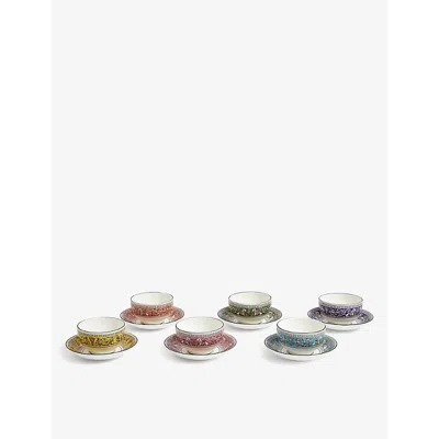 Wedgwood Florentine Turquoise Fine Bone China Tea Bowl And Saucer Set Of Six In Multi