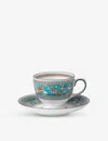 Wedgwood Florentine Turquoise Leigh Bone-china Teacup And Saucer Set