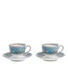 Wedgwood Florentine Turquoise Teacup & Saucer 4-piece Set In Blue