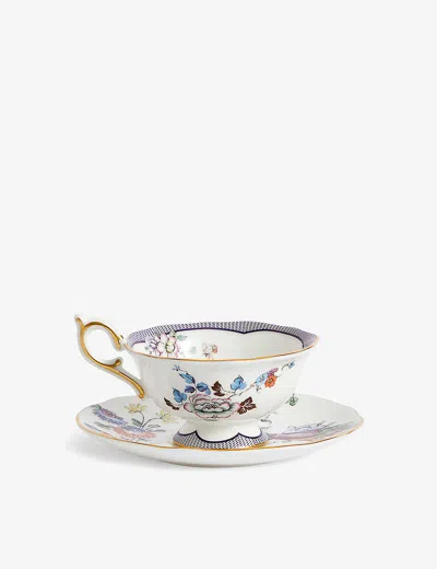 Wedgwood Fortune Floral-motif Bone-china Teacup And Saucer 15cm