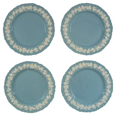Pre-owned Wedgwood - Four Embossed Queen's Ware Plates - United Kingdom - Circa 1950's In Gray