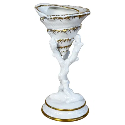Pre-owned Wedgwood Gilt Porcelain Shell & Coral Decorative Bowl Or Table Sculpture In Red