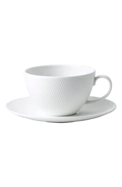 Wedgwood Gio Bone China Teacup & Saucer Set In White