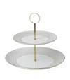 Wedgwood Gio Gold 2-tier Cake Stand In White