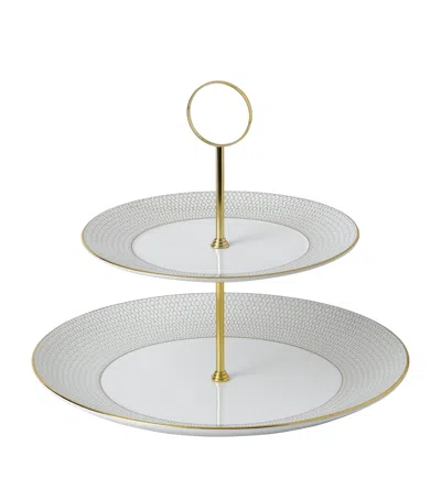 Wedgwood Gio Gold 2-tier Cake Stand In White