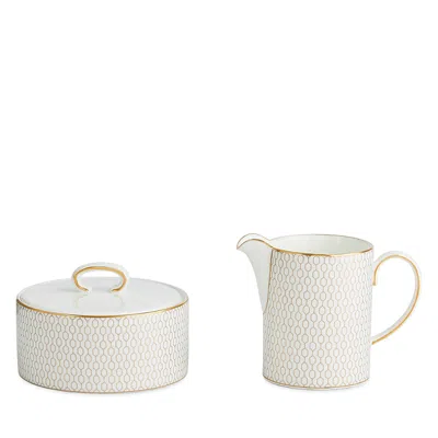 Wedgwood Gio Gold Cream & Sugar Set In White/gold