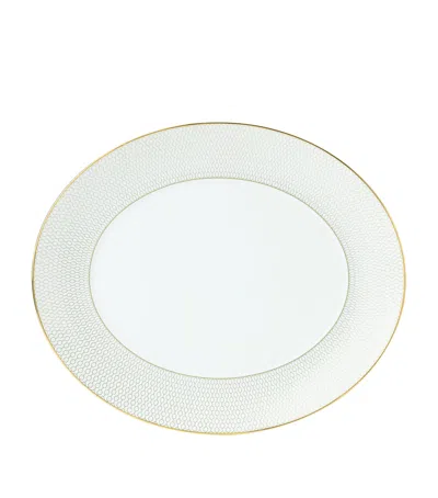 Wedgwood Gio Gold Oval Serving Platter In White
