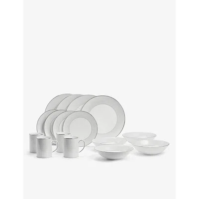Wedgwood Gio Gold Platinum 16-piece Bone-china Dinnerware Set In White