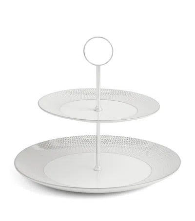 Wedgwood Gio Platinum 2-tier Cake Stand In White