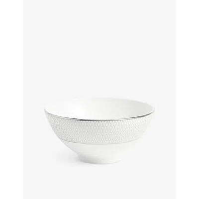 Wedgwood Gio Platinum Geometric-pattern Bone-china Rice Bowl 12cm In White