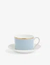 Wedgwood Helia Bone China Teacup And Saucer Set Of Two