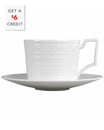 Wedgwood Intaglio Teacup & Saucerwith $6 Credit In White