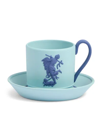 Wedgwood Jasper Bacchus Teacup And Saucer In Blue
