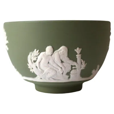 Pre-owned Wedgwood Jasperware Bowl Sage Green And White In The Neoclassical Style