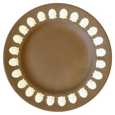 Pre-owned Wedgwood Jasperware Dish With Scallop Seashell Design In Brown