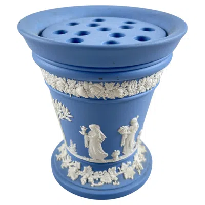 Pre-owned Wedgwood Jasperware Neo-classical Vase With Flower Frog, 1968 In Purple