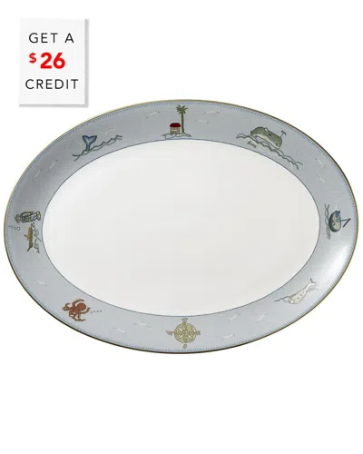 Wedgwood Kit Kemp For  Sailor's Farewell 14in Oval Platterwith $26 Credit In Blue