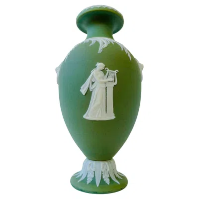 Pre-owned Wedgwood Late Victorian  Green Dip Jasper Ware Vase