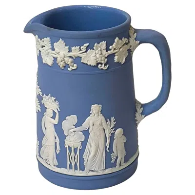 Pre-owned Wedgwood Lavender Blue Jasperware Jug, Vase With Handle In Purple