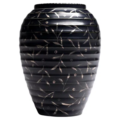 Pre-owned Wedgwood Louise Powell Modernist Matte Black Vase