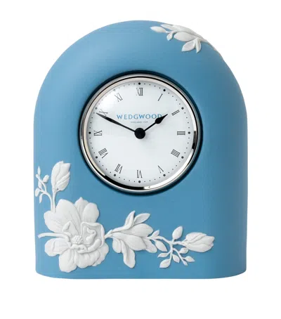 Wedgwood Magnolia Jasper Mantel Clock In Blue