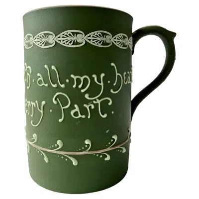 Pre-owned Wedgwood Olive Green Dip Sgraffito Jasper Ware Cider Mug