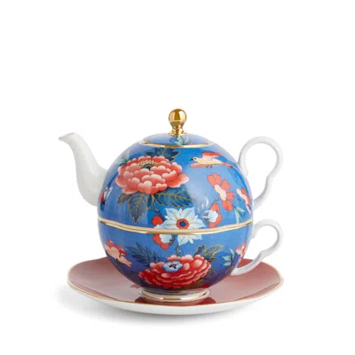 Wedgwood Paeonia Blush Tea For One 18.7oz Blue & Red