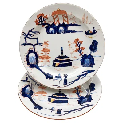 Pre-owned Wedgwood Pair  Chinoiserie Plates In Sand